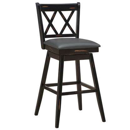 2-Piece 29 Inch Swivel Barstool Set, Rubber Wood Legs, Black Bar Stools at Gallery Canada