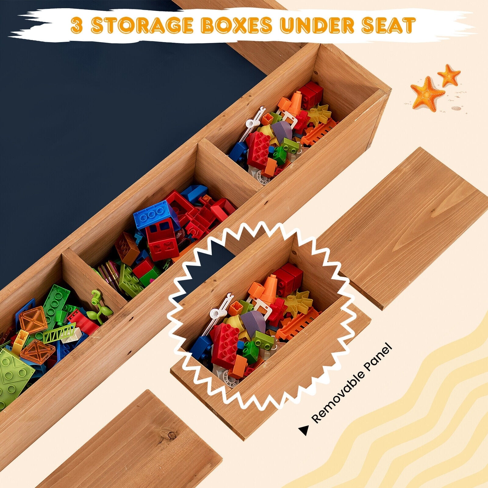 Kids Wooden Square Sandbox With Cover, Brown Sandboxes at Gallery Canada