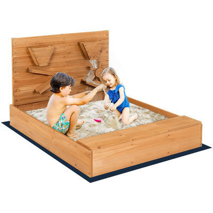 Kids Wooden Square Sandbox With Cover, Brown Sandboxes at Gallery Canada