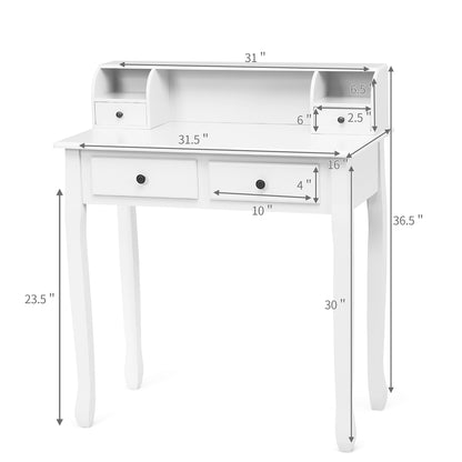 Writing Desk, 2-Tier Vanity Computer Desk, 4 Drawers, White Writing Desks at Gallery Canada