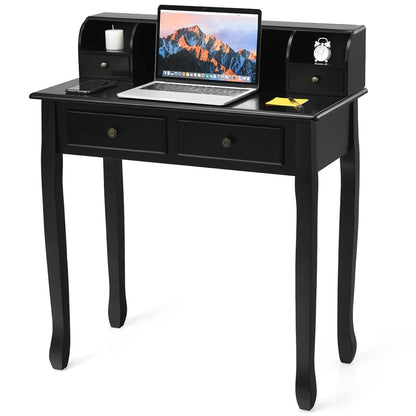 2-Tier Writing Desk, 4 Drawers, Black Writing Desks Black at Gallery Canada