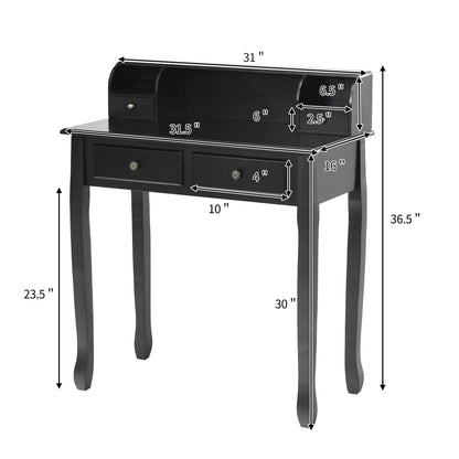 2-Tier Writing Desk, 4 Drawers, Black Writing Desks at Gallery Canada