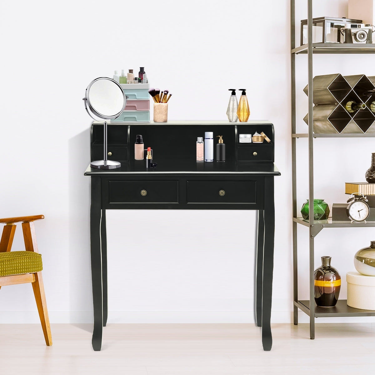 2-Tier Writing Desk, 4 Drawers, Black Writing Desks at Gallery Canada