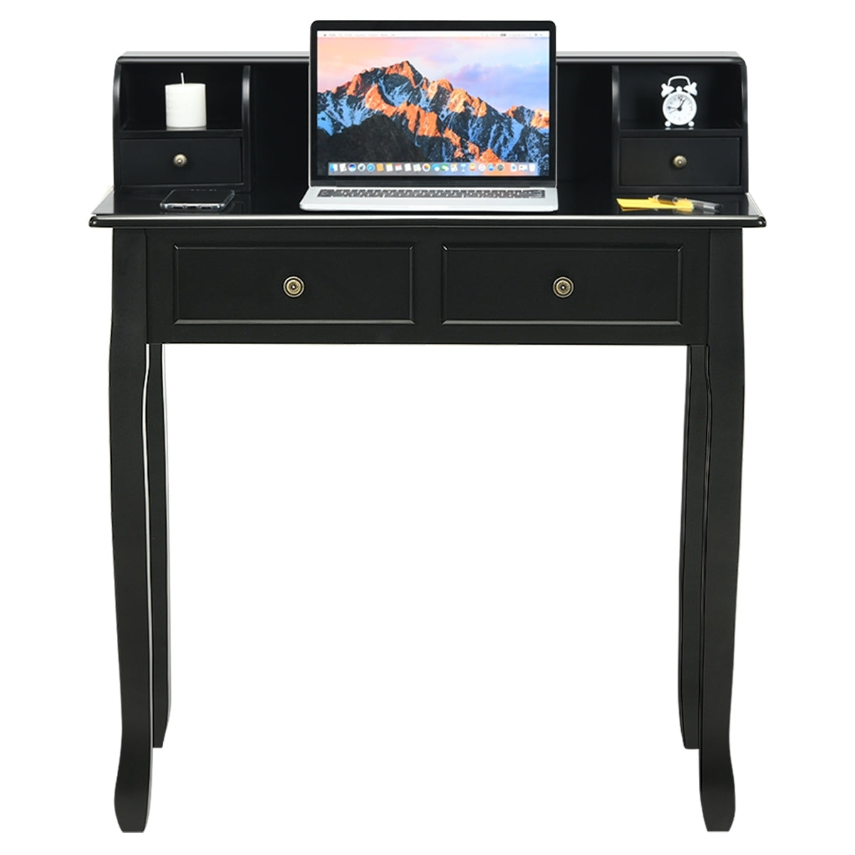 2-Tier Writing Desk, 4 Drawers, Black Writing Desks at Gallery Canada