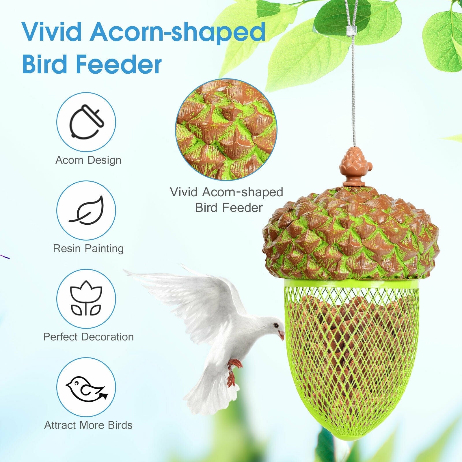 Metal Acorn Wild Bird Feeder, Outdoor Hanging Food Dispenser, Brown Chicken Coops at Gallery Canada