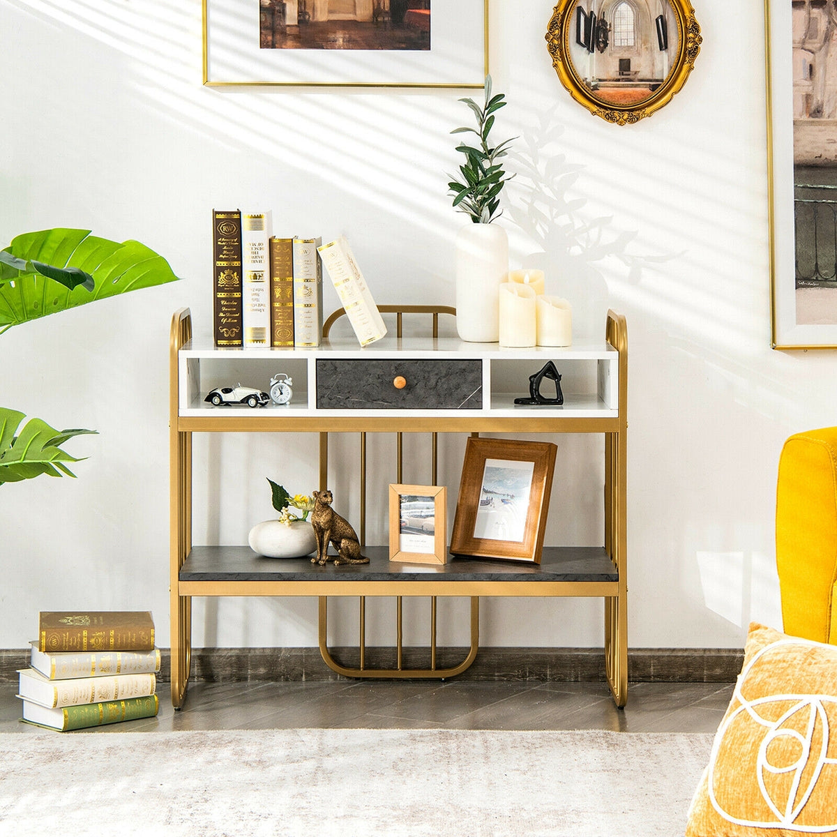 Console Table With Drawer Storage Shelf, White Console Tables at Gallery Canada