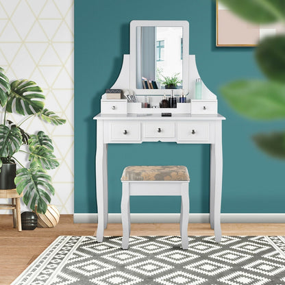 5 Drawer Removable Box Makeup Vanity Set, White Makeup Vanities at Gallery Canada