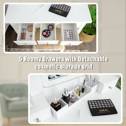 5 Drawer Removable Box Makeup Vanity Set, White Makeup Vanities at Gallery Canada