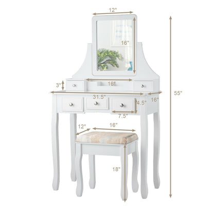 5 Drawer Removable Box Makeup Vanity Set, White Makeup Vanities at Gallery Canada