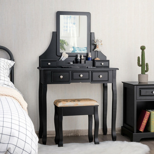 5 Drawers Removable Box Makeup Dressing Vanity Set, Black Makeup Vanities Black at Gallery Canada