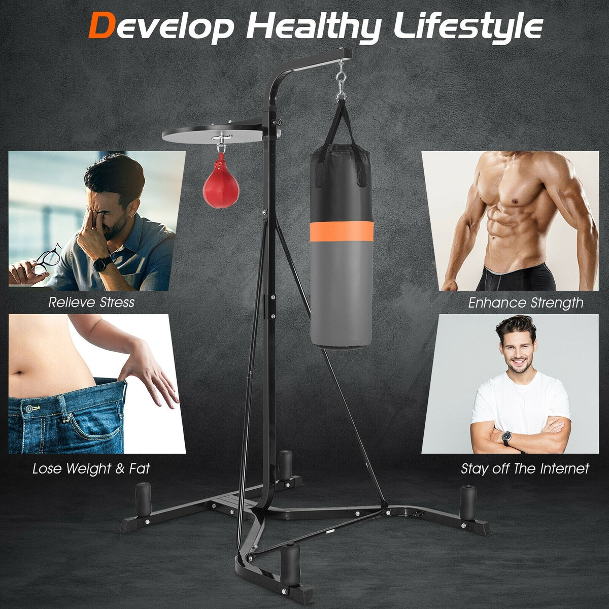 Heavy Duty Boxing Punching Stand With Heavy Bag, Gray Boxing & Martial Arts at Gallery Canada