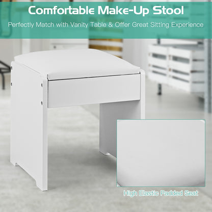 Vanity Makeup Dressing Table Set, Flip Top Mirror, Cushioned Stool, White Makeup Vanities at Gallery Canada