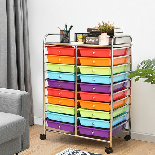 20 Drawers Storage Rolling Cart, Multicolor