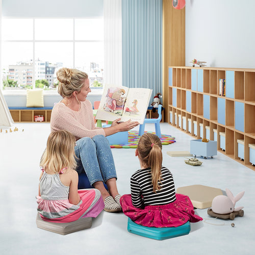 6 Piece Hexagon Toddler Floor Cushions, Blue