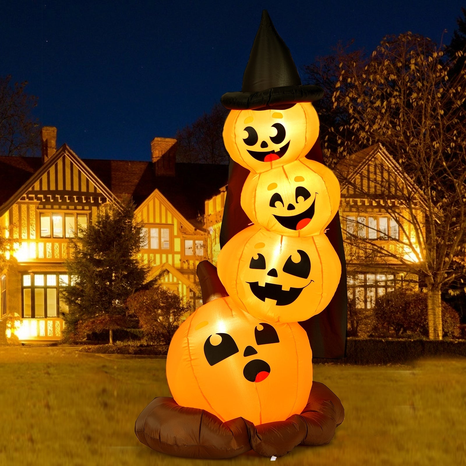 7 Feet Halloween Inflatable Pumpkin, Witch's Hat, LED Lights, Orange Halloween at Gallery Canada