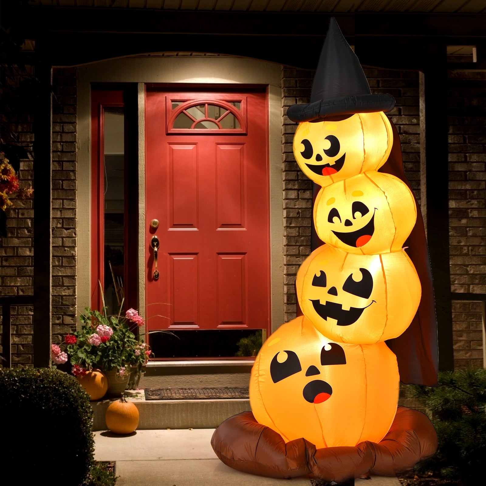 7 Feet Halloween Inflatable Pumpkin, Witch's Hat, LED Lights, Orange Halloween at Gallery Canada