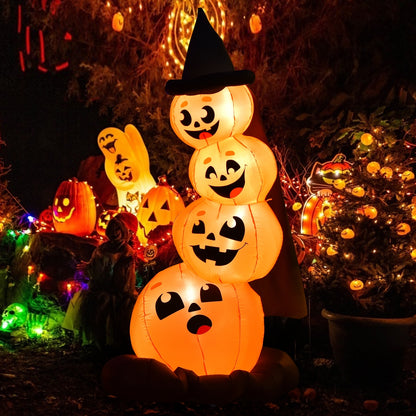 7 Feet Halloween Inflatable Pumpkin, Witch's Hat, LED Lights, Orange Halloween at Gallery Canada