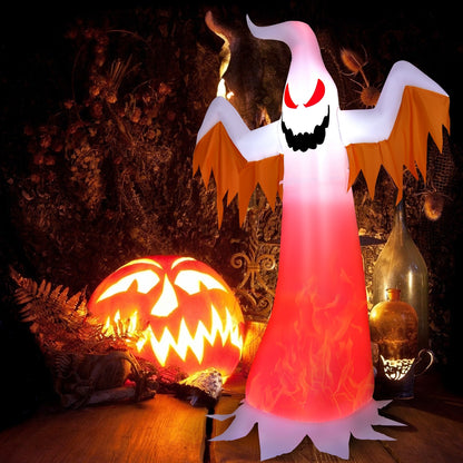 8 Feet Halloween Inflatable Ghost, Rotatable Flame LED Lights, White Halloween at Gallery Canada