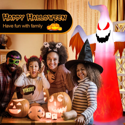 8 Feet Halloween Inflatable Ghost, Rotatable Flame LED Lights, White Halloween at Gallery Canada