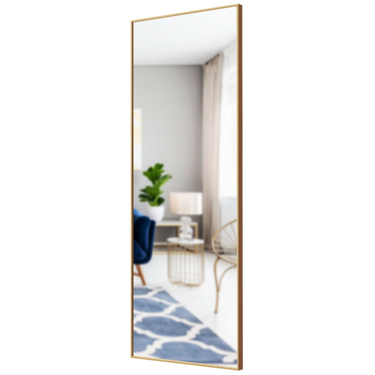 59 Inch Full Length Mirror, Large Rectangle Bedroom Mirror, Golden Wall Mirrors Golden at Gallery Canada