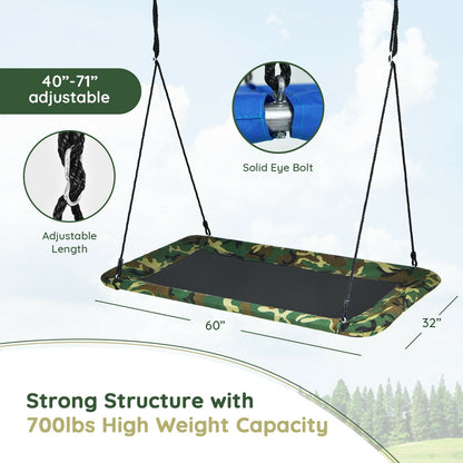 60 Inches Platform Tree Swing, 2 Hanging Straps, Camouflage Swing & Playsets at Gallery Canada