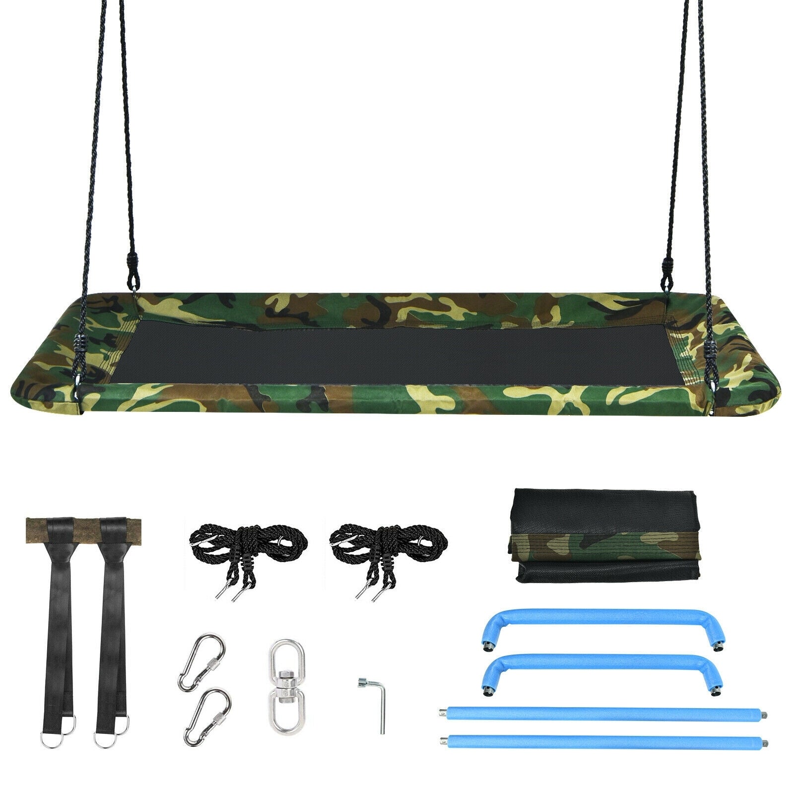 60 Inches Platform Tree Swing, 2 Hanging Straps, Camouflage Swing & Playsets at Gallery Canada