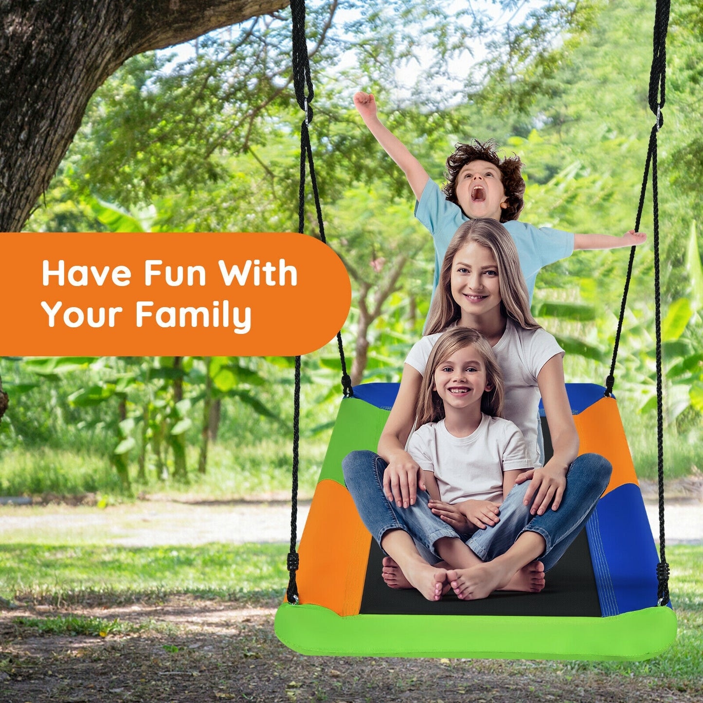 60 Inch Platform Tree Swing, Outdoor With 2 Hanging Straps, Orange Swing & Playsets at Gallery Canada