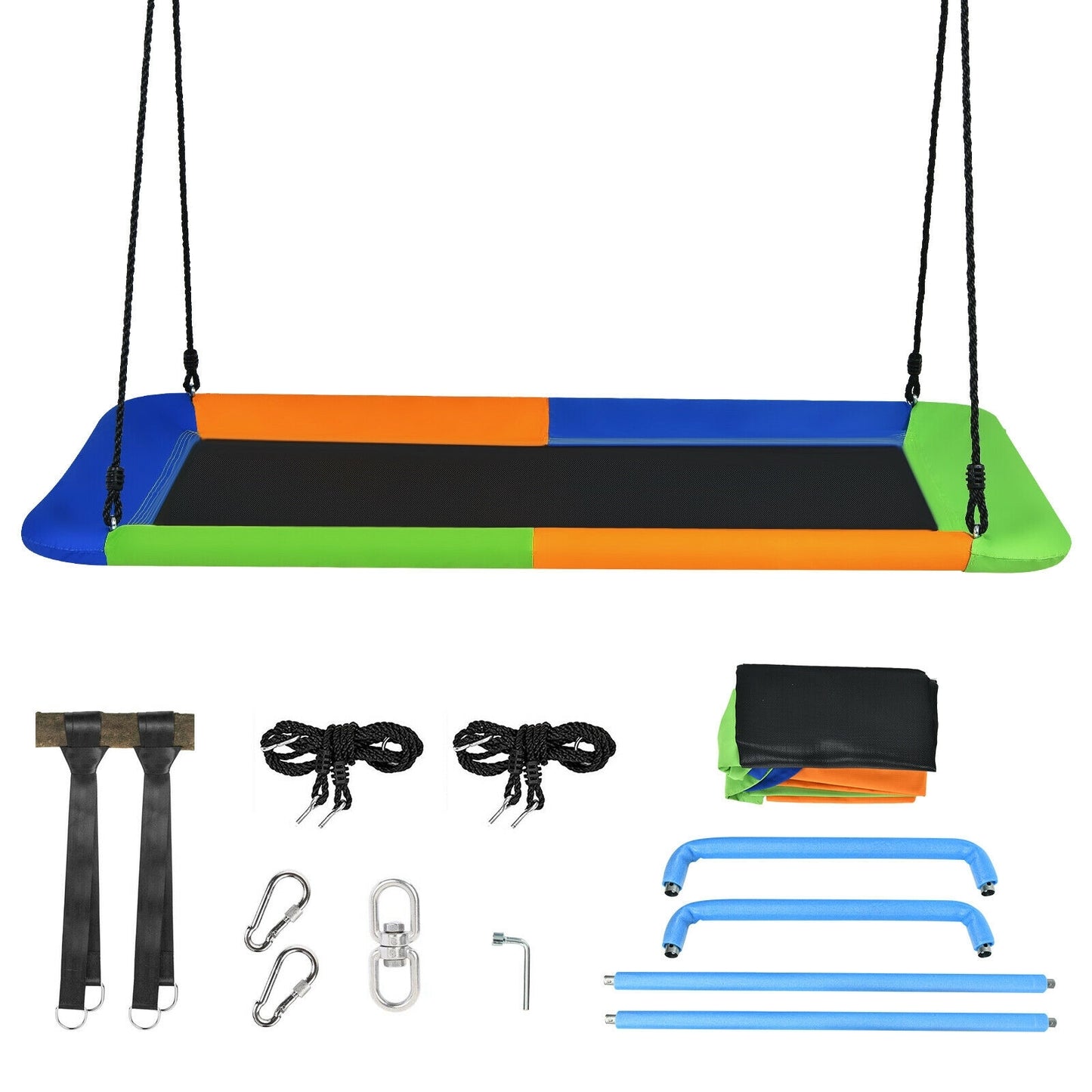 60 Inch Platform Tree Swing, Outdoor With 2 Hanging Straps, Orange Swing & Playsets at Gallery Canada