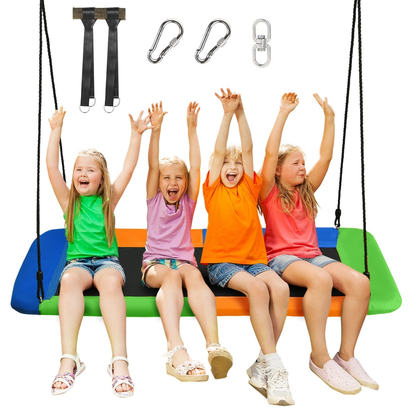 60 Inch Platform Tree Swing, Outdoor With 2 Hanging Straps, Orange Swing & Playsets at Gallery Canada