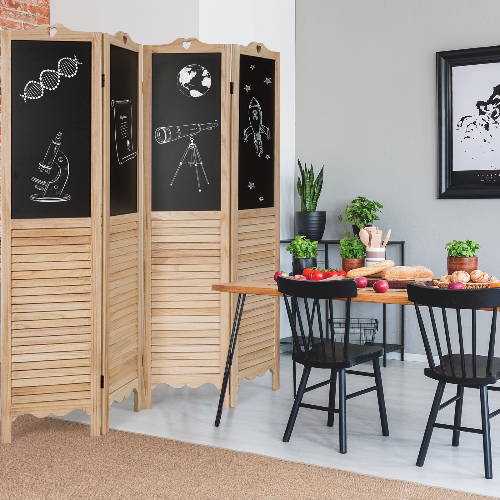 4-Panel Folding Privacy Room Divider Screen, Natural Room Dividers at Gallery Canada