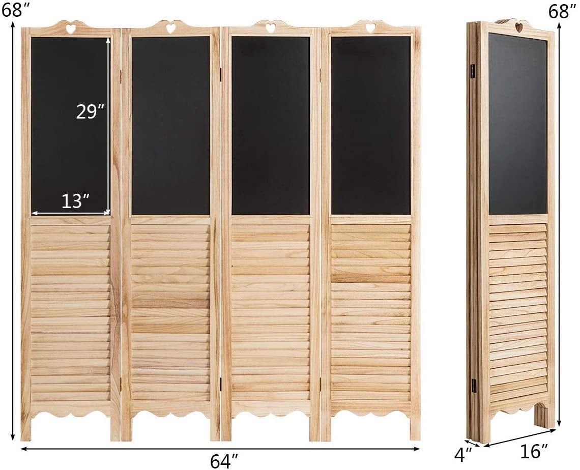 4-Panel Folding Privacy Room Divider Screen, Natural Room Dividers at Gallery Canada
