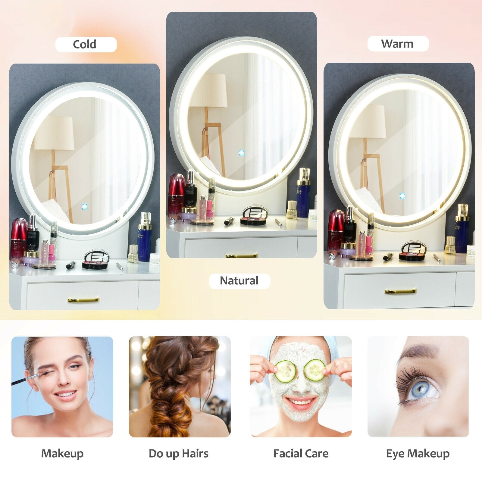 Vanity Dressing Table Set, 3 Lighting Modes Makeup Vanities at Gallery Canada