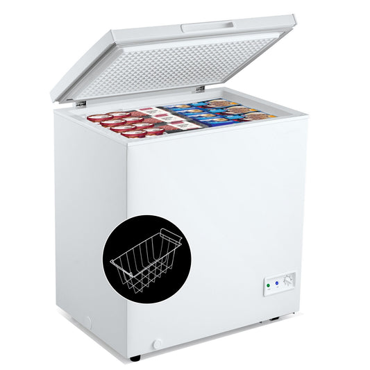3.5/5 Cu.ft Compact Chest Freezer, Removable Storage Basket, White Freezers White at Gallery Canada