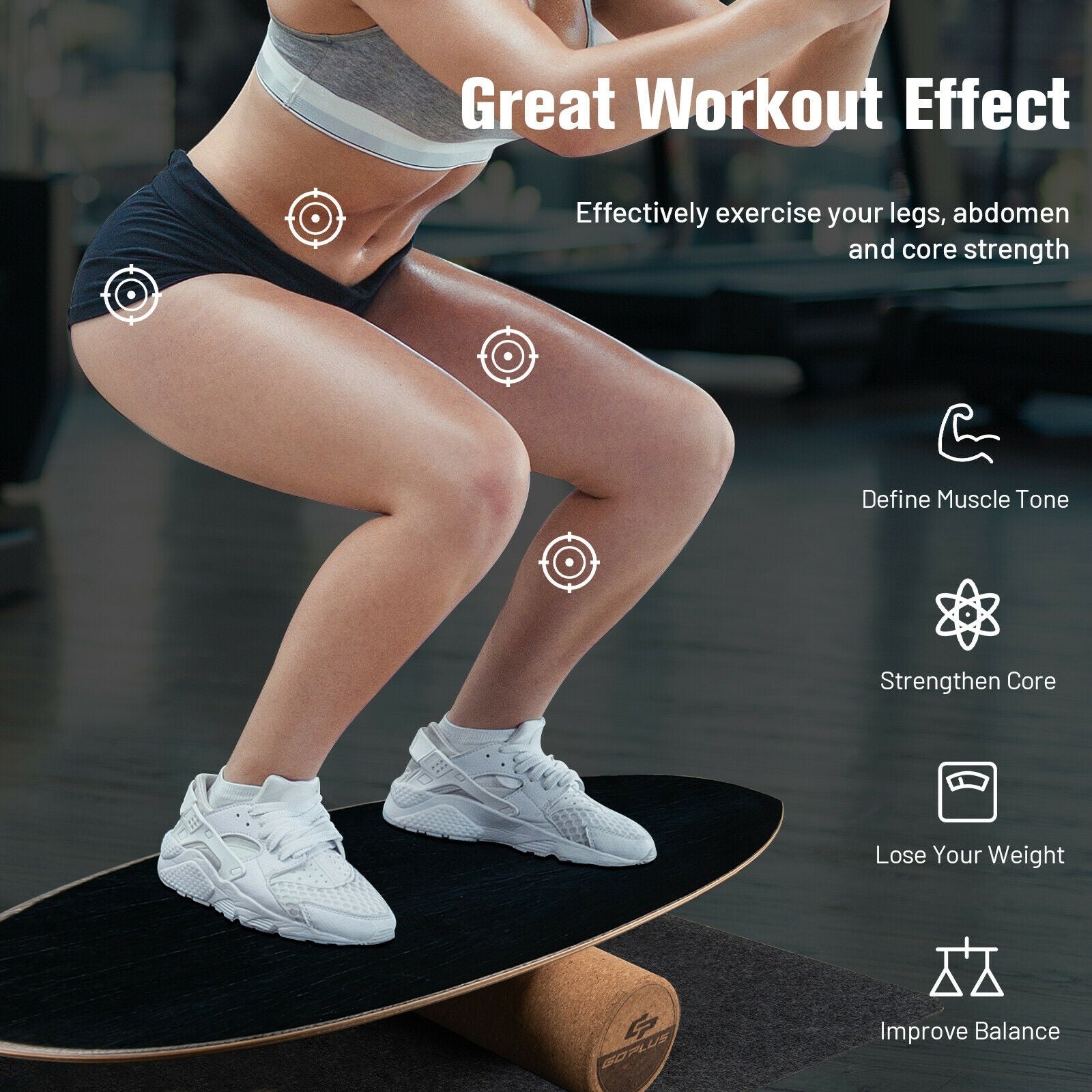 Wooden Balance Board Wobble Roller, Exercise Sports Training, Black Yoga Accessories at Gallery Canada