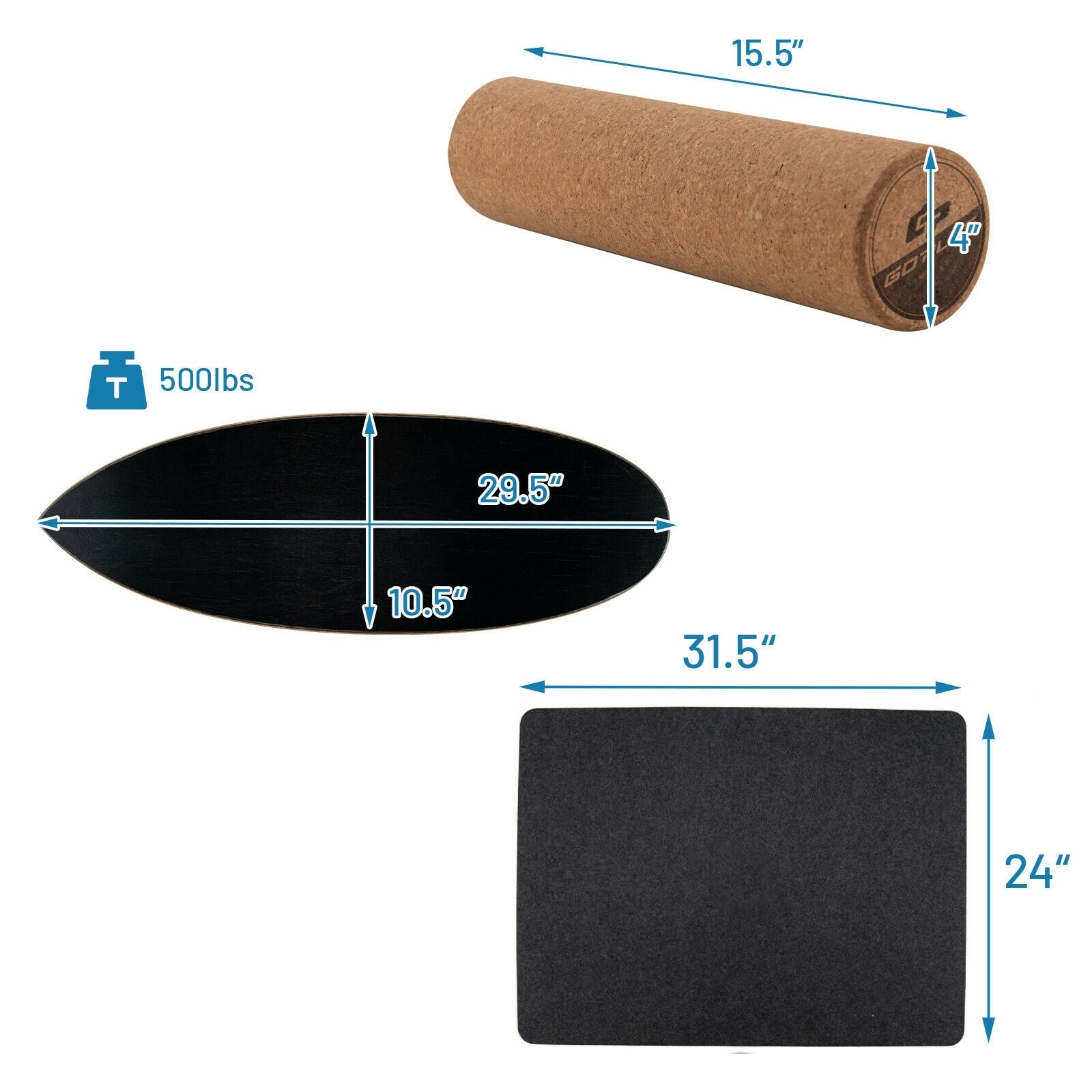 Wooden Balance Board Wobble Roller, Exercise Sports Training, Black Yoga Accessories at Gallery Canada