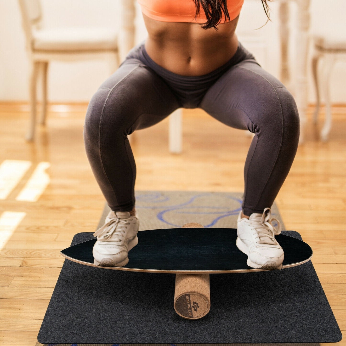 Wooden Balance Board Wobble Roller, Exercise Sports Training, Black Yoga Accessories at Gallery Canada