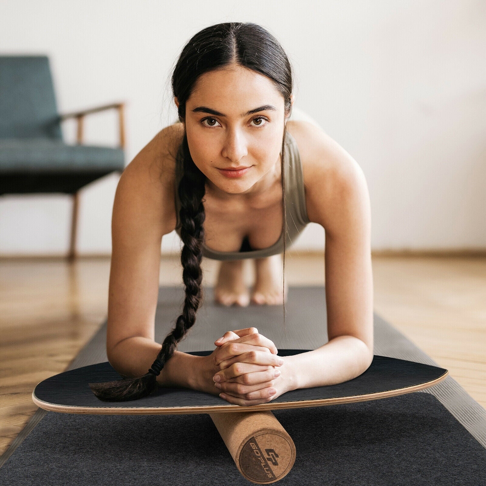Wooden Balance Board Wobble Roller, Exercise Sports Training, Black Yoga Accessories at Gallery Canada