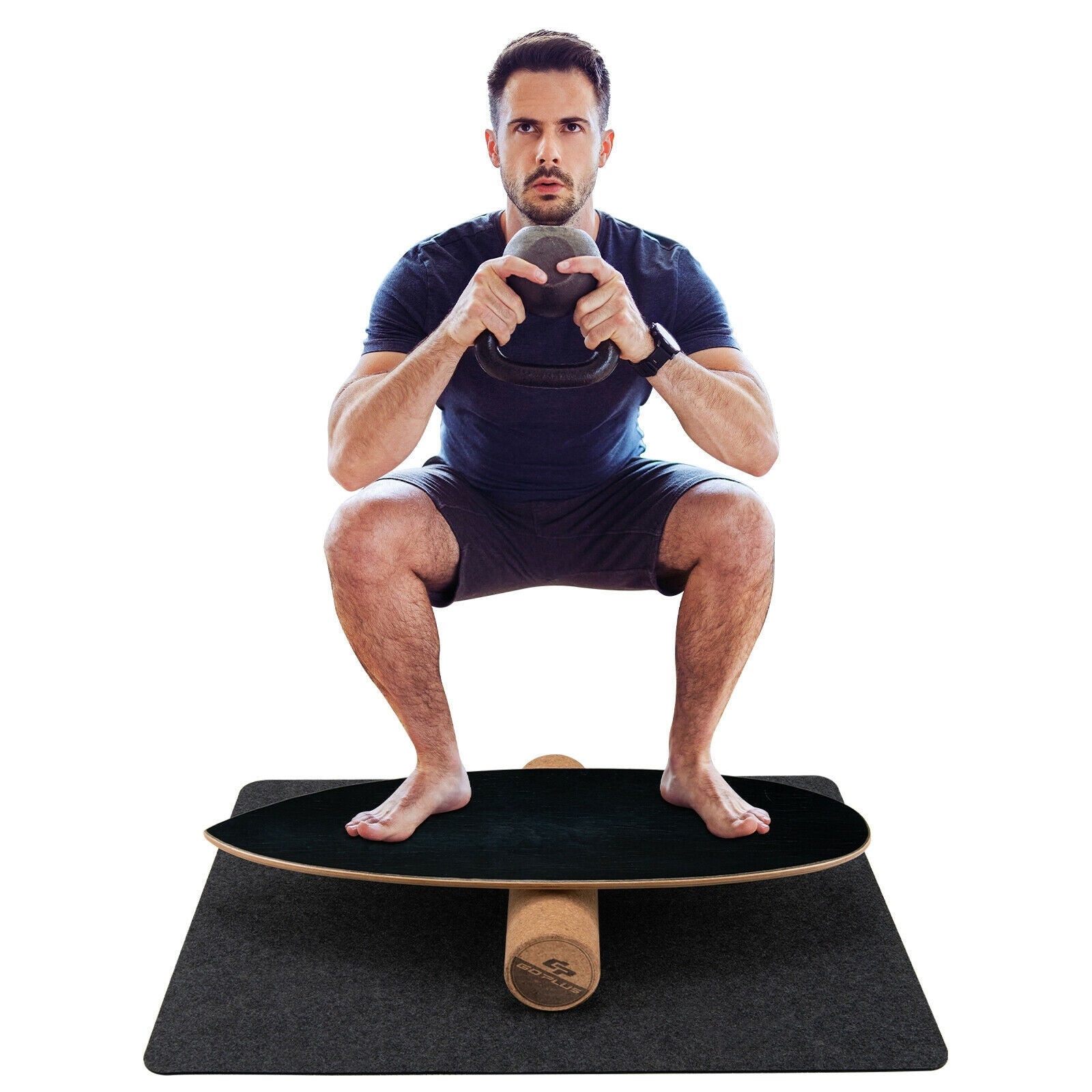 Wooden Balance Board Wobble Roller, Exercise Sports Training, Black Yoga Accessories at Gallery Canada