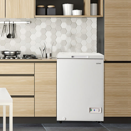 3.5 Cu.ft Compact Chest Freezer, Removable Storage Basket, White