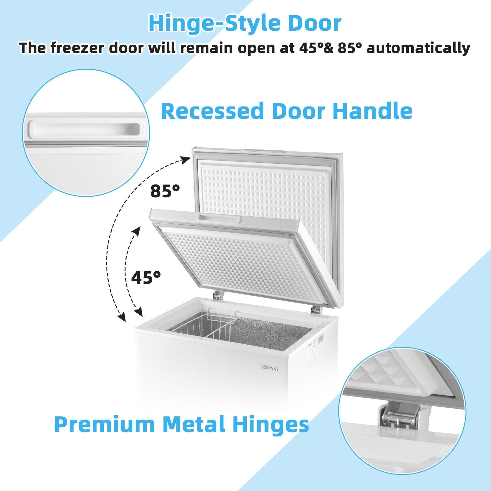 3.5 Cu.ft Compact Chest Freezer, Removable Storage Basket, White Freezers at Gallery Canada
