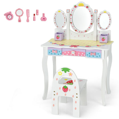 Kids Vanity Princess Makeup Dressing Table Chair Set, White Kids Vanities at Gallery Canada