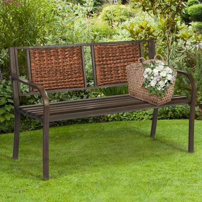 Outdoor Patio Garden Bench, Steel Frame Rattan, Bronze Outdoor Benches at Gallery Canada