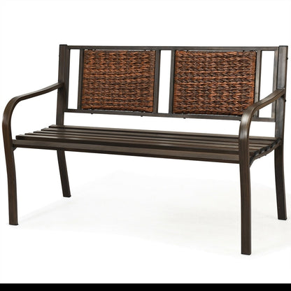 Outdoor Patio Garden Bench, Steel Frame Rattan, Bronze Outdoor Benches at Gallery Canada