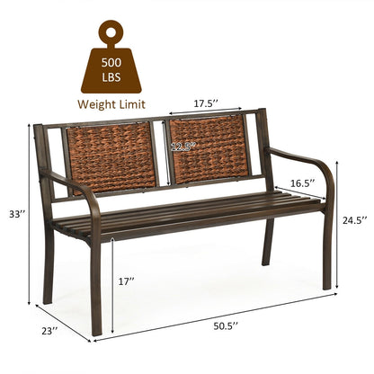 Outdoor Patio Garden Bench, Steel Frame Rattan, Bronze Outdoor Benches at Gallery Canada