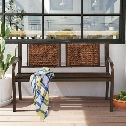 Outdoor Patio Garden Bench, Steel Frame Rattan, Bronze Outdoor Benches at Gallery Canada