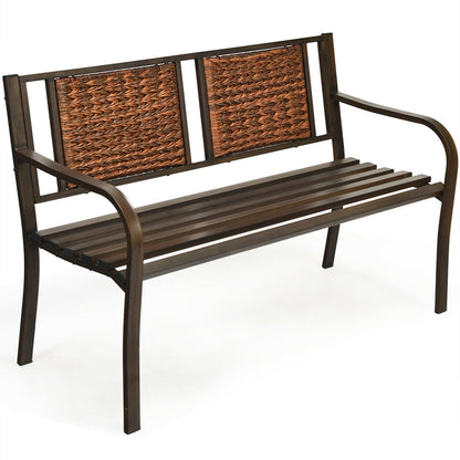 Outdoor Patio Garden Bench, Steel Frame Rattan, Bronze Outdoor Benches at Gallery Canada