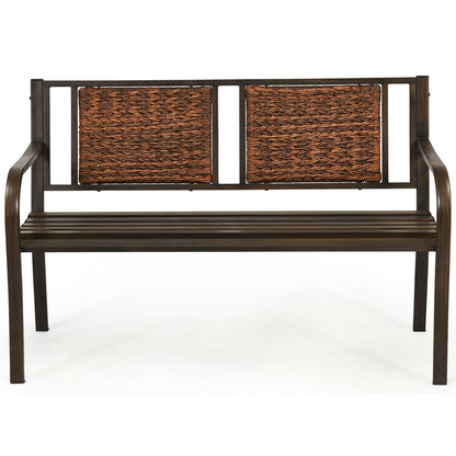 Outdoor Patio Garden Bench, Steel Frame Rattan, Bronze Outdoor Benches at Gallery Canada
