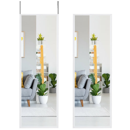 Full Length Metal Door Mirror, Adjustable Hook, White Wall Mirrors White at Gallery Canada