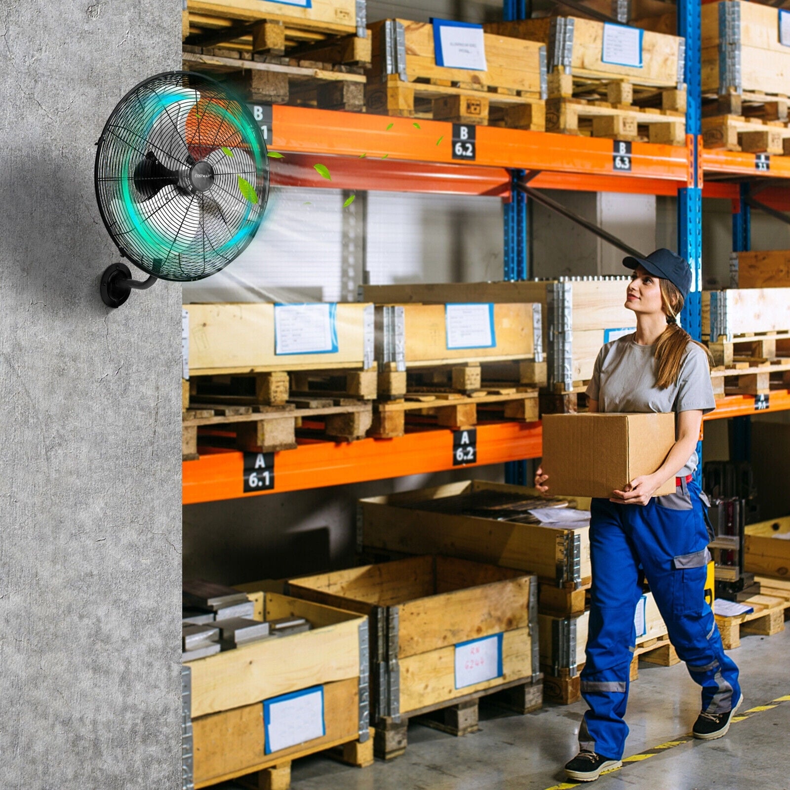 21 Inch 3 Speed Wall Mount Industrial Fan, Black Fans at Gallery Canada