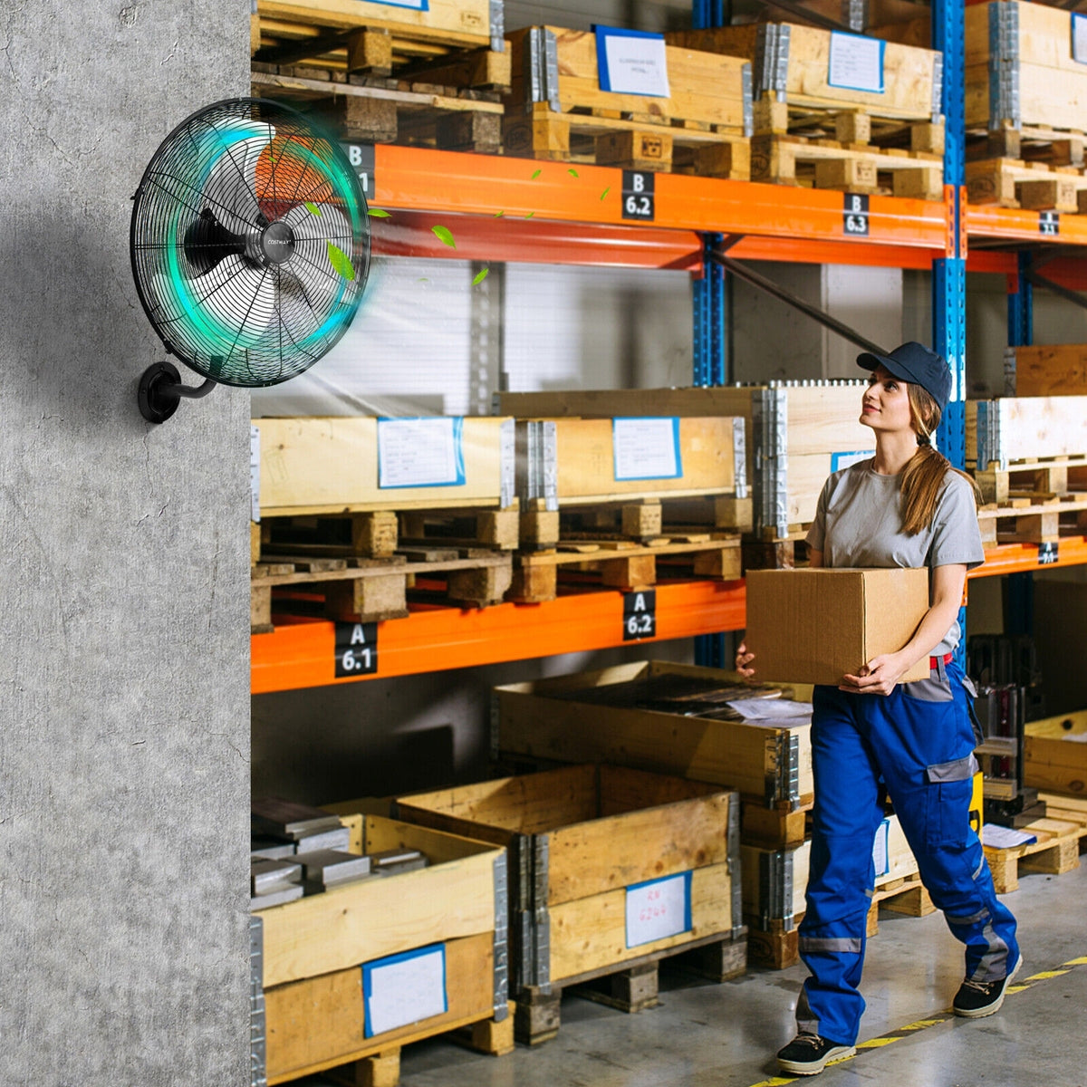 21 Inch 3 Speed Wall Mount Industrial Fan, Black Fans at Gallery Canada